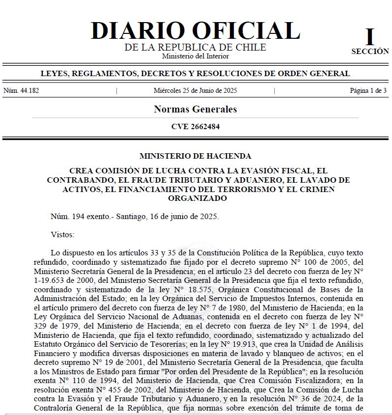 SE CREA COMISIÓN DE LUCHA CONTRA LA EVASIÓN FISCAL, EL CONTRABANDO, EL FRAUDE TRIBUTARIO Y ADUANERO, EL LAVADO DE ACTIVOS, EL FINANCIAMIENTO DEL TERRORISMO Y EL CRIMEN ORGANIZADO
