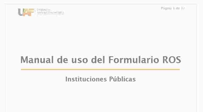 UAF LANZA FORMULARIO PARA QUE ENTIDADES PÚBLICAS PUEDAN REPORTAR OPERACIONES SOSPECHOSAS DE LAVADO DE ACTIVOS