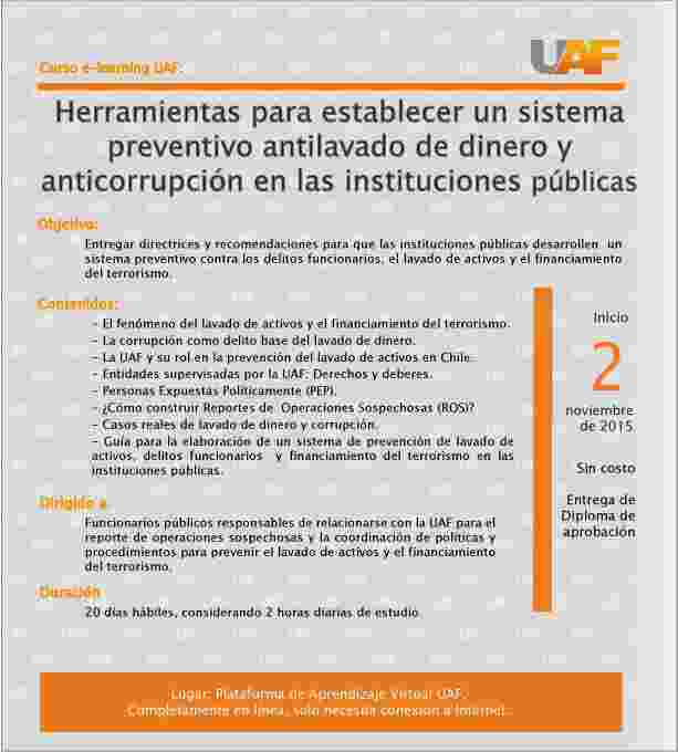 UAF LANZA CURSO E-LEARNING PARA PREVENIR EL LAVADO DE ACTIVOS Y EL FINANCIAMIENTO DEL TERRORISMO EN LAS INSTITUCIONES PÚBLICAS<br/>