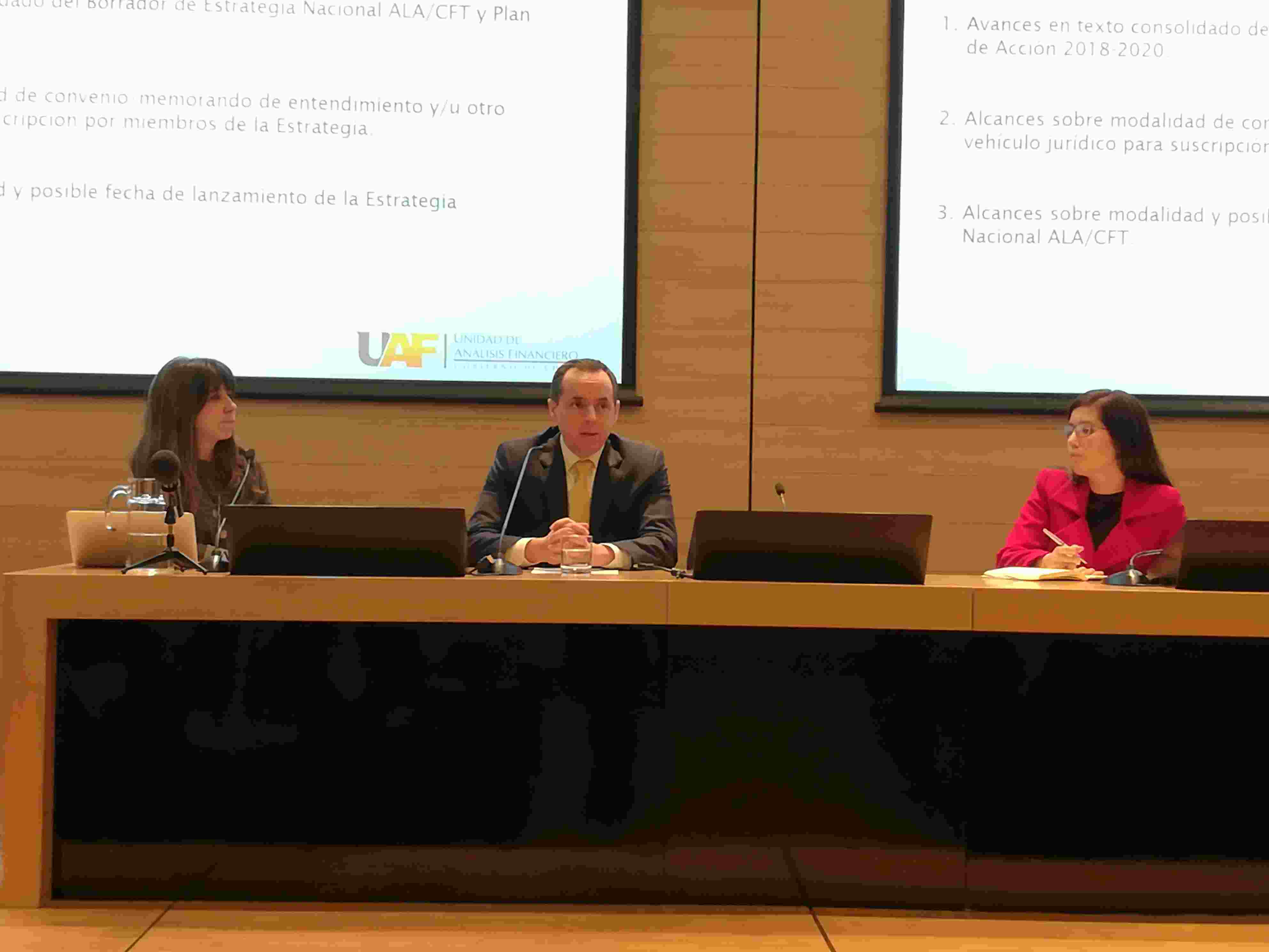 UAF COORDINA AGENDA DE TRABAJO DEL PRIMER AÑO DEL PLAN DE ACCIÓN DE LA NUEVA ESTRATEGIA NACIONAL ALA/CFT 2018-2020