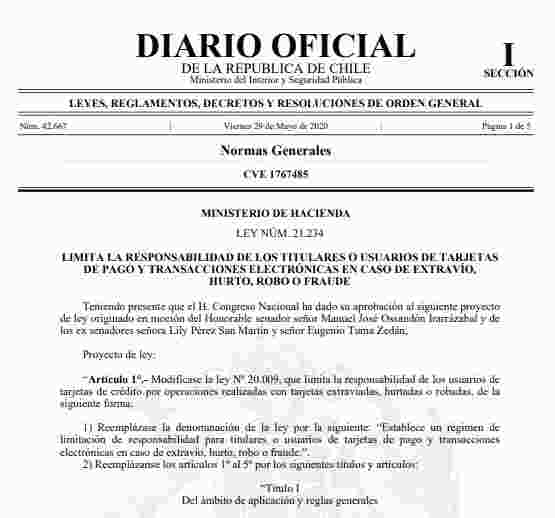LEY N°21.234 AGREGA COMO DELITO BASE DE LAVADO DE ACTIVOS EL USO FRAUDULENTO DE TARJETAS DE PAGO Y TRANSACCIONES ELECTRÓNICAS 