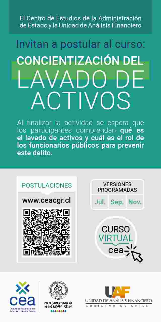 SE INICIA CURSO UAF Y CEA-CGR SOBRE CONCIENTIZACIÓN DEL LAVADO DE ACTIVOS PARA FUNCIONARIOS PÚBLICOS Y MUNICIPALES