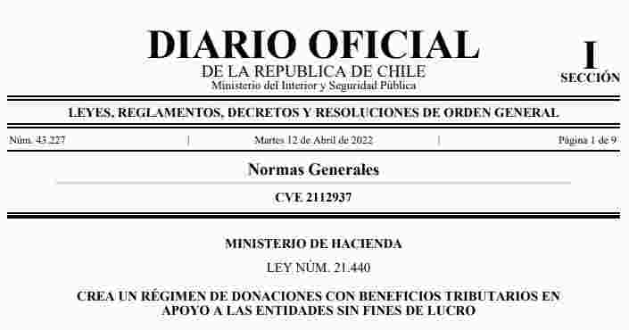 SE OFICIALIZA LEY QUE CREA UN RÉGIMEN DE DONACIONES CON BENEFICIOS TRIBUTARIOS EN APOYO A LAS ENTIDADES SIN FINES DE LUCRO